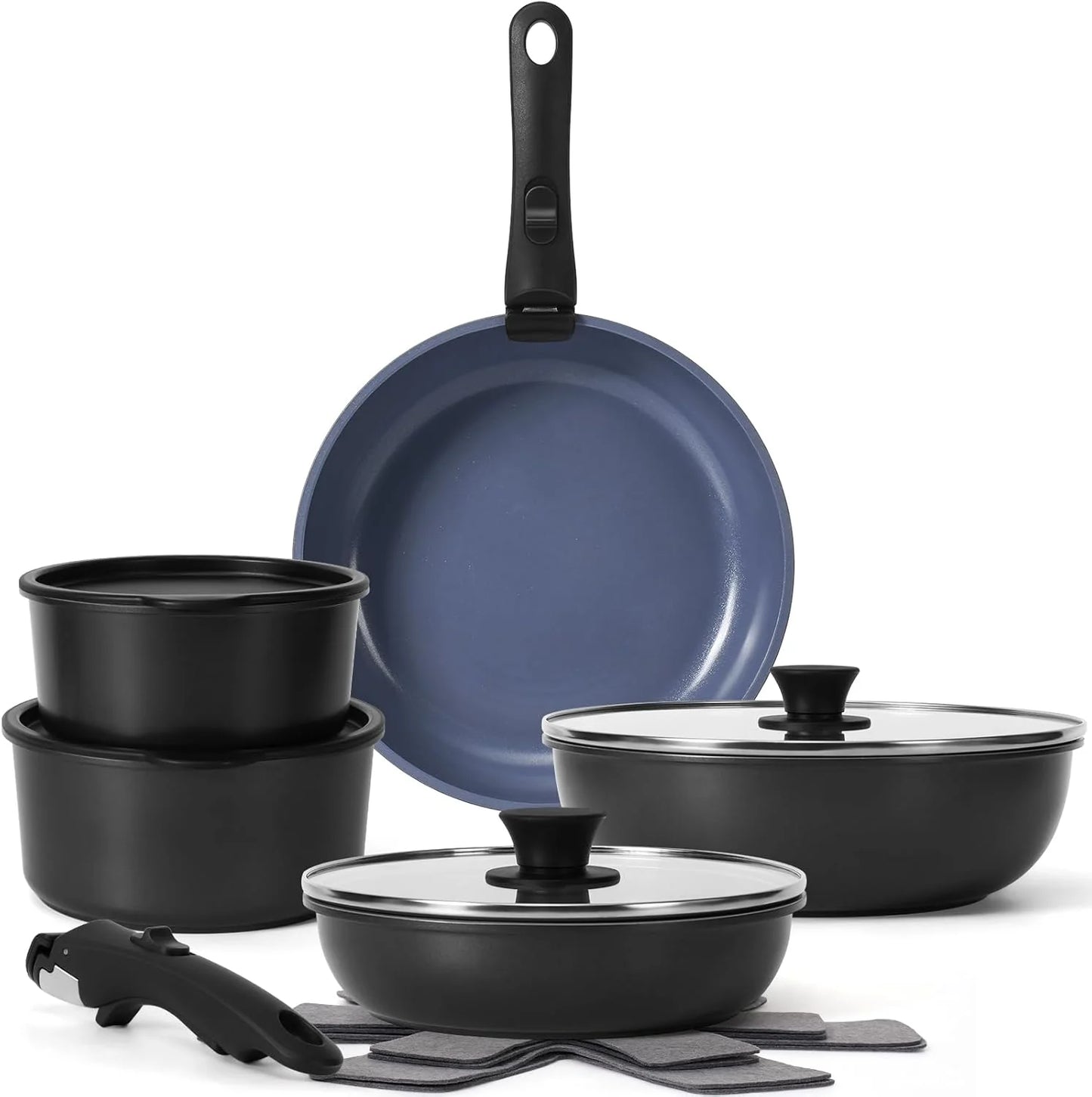 SmartCook 15-Piece Space-Saving Nonstick Pots & Pans Set with Removable Handles 🥘