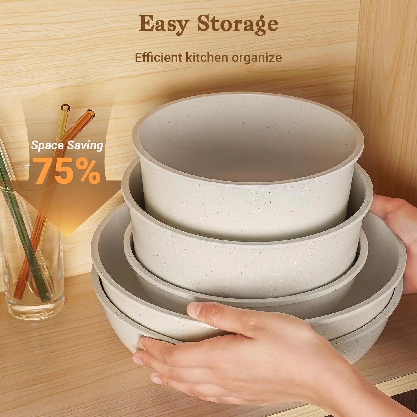 SmartCook 15-Piece Space-Saving Nonstick Pots & Pans Set with Removable Handles 🥘