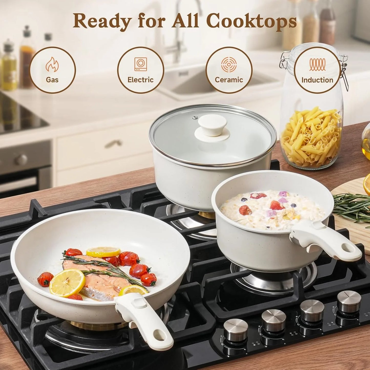SmartCook 15-Piece Space-Saving Nonstick Pots & Pans Set with Removable Handles 🥘
