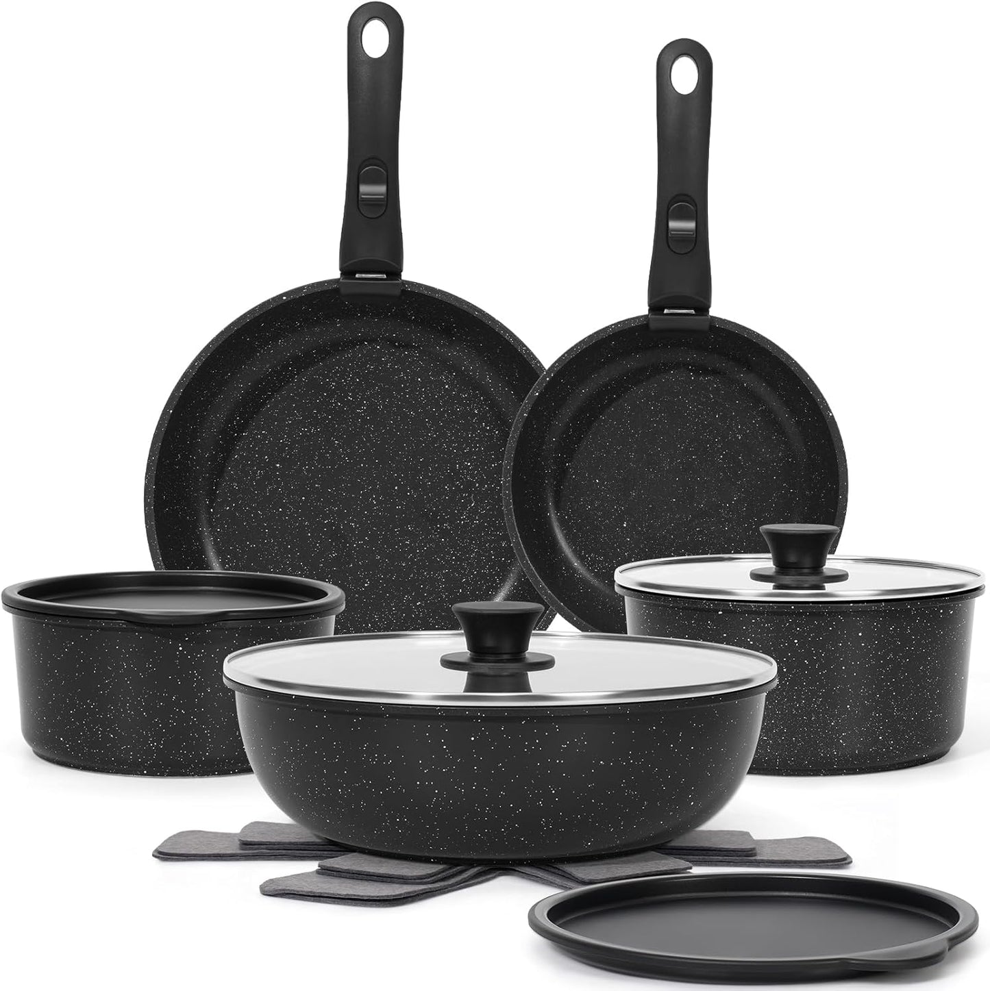 SmartCook 15-Piece Space-Saving Nonstick Pots & Pans Set with Removable Handles 🥘